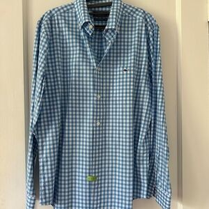 Vineyard Vines Classic Fit Tucker Blue and White Check; Men’s M Shirt